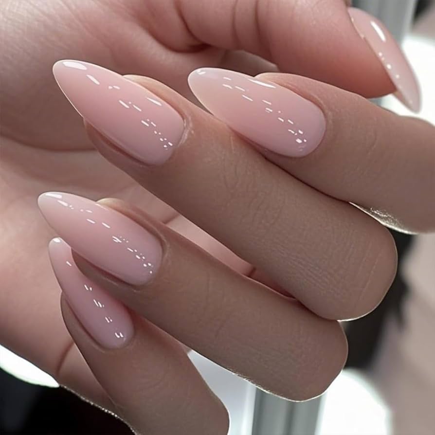 Nude almond nail set
