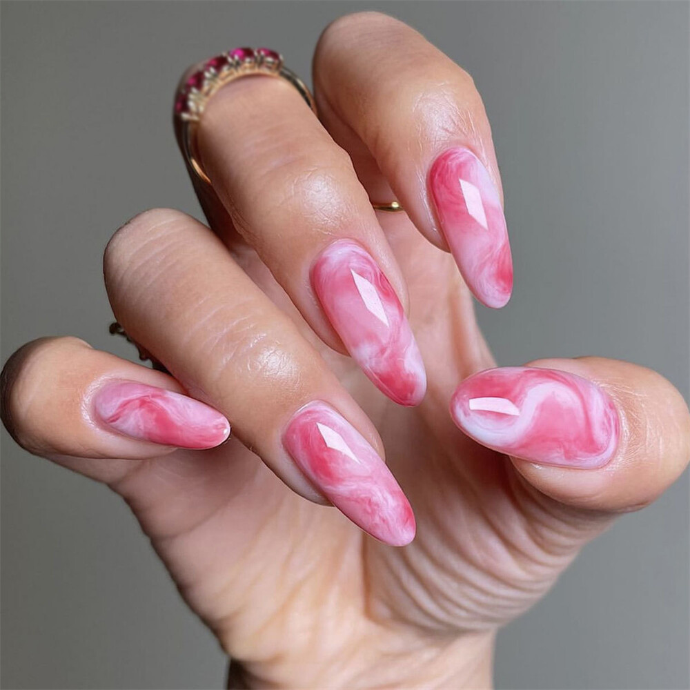 Pink marble nails